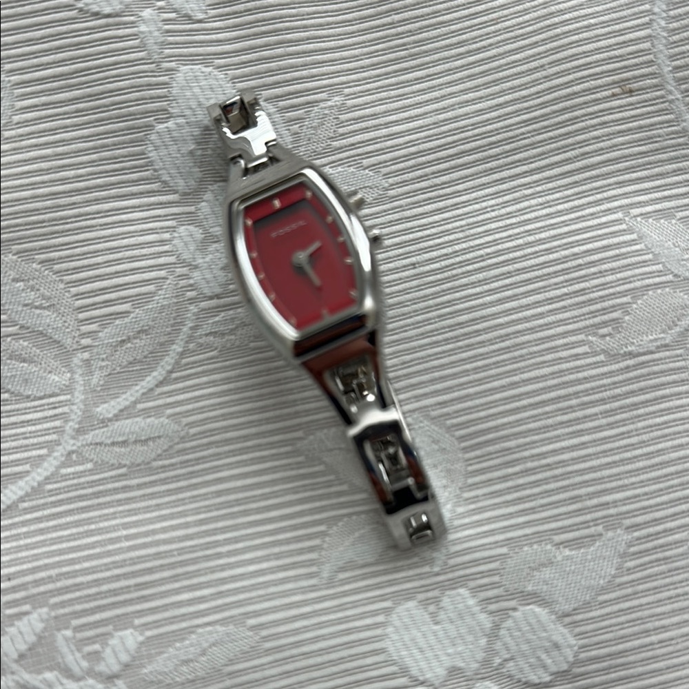 Fossil Burgundy Stainless Steel Smartwatch with Rectangular Case